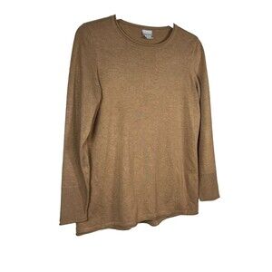 chicos Camel Brown Sweater Knit blouse top shirt 0 S 4 6